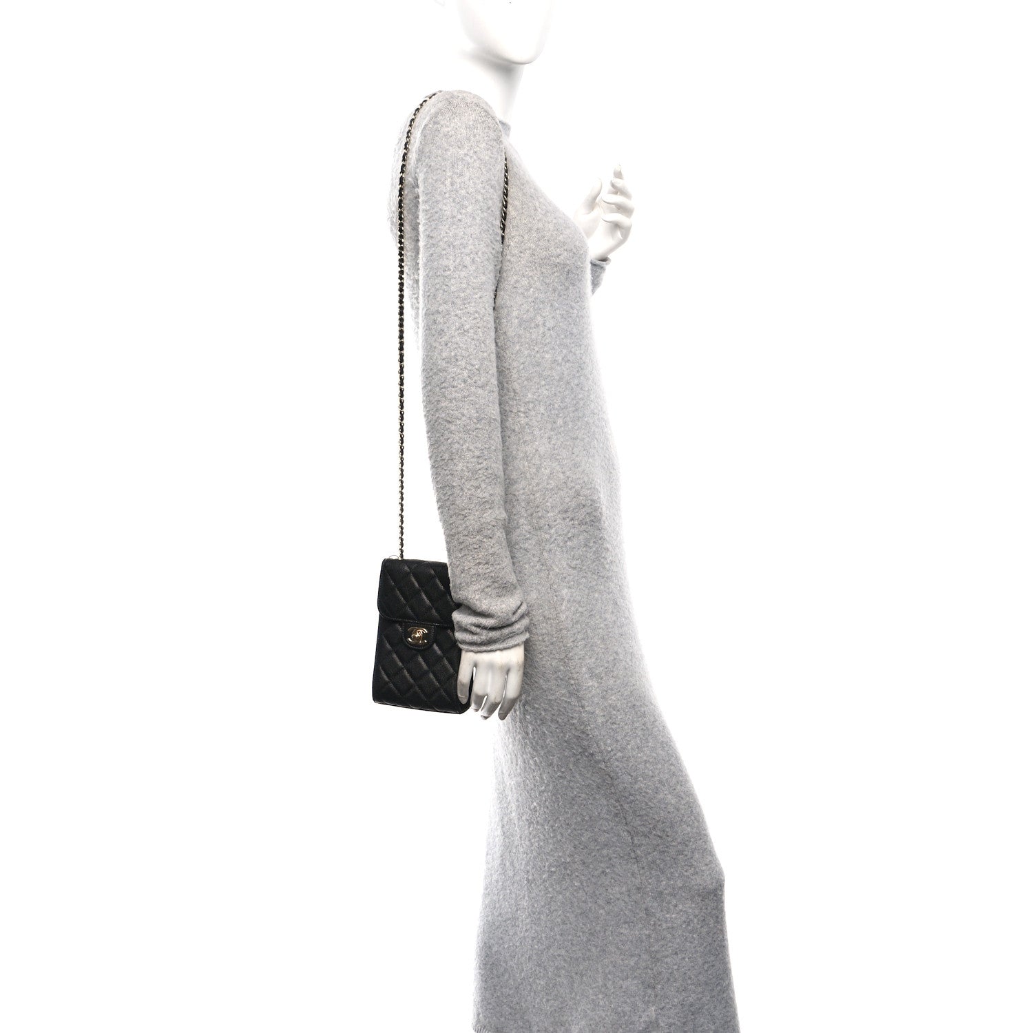 Caviar Quilted Classic Phone Holder Black