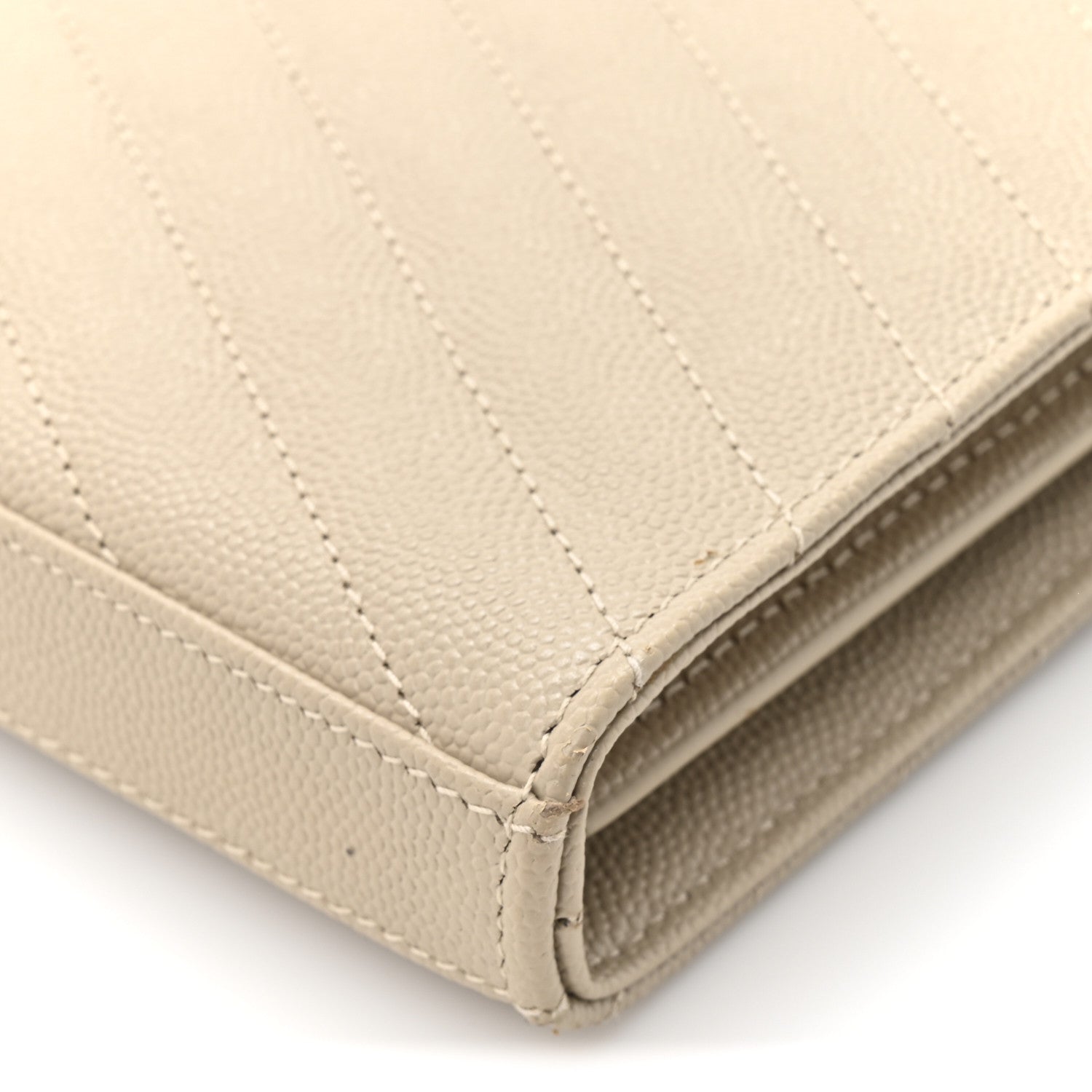 Grain De Poudre Matelasse Chevron Monogram Chain Wallet Dark Beige