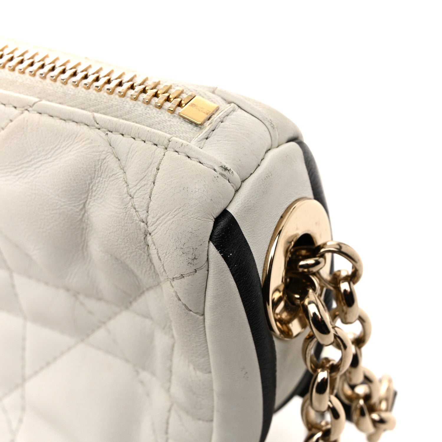 Lambskin Cannage Small Dior Vibe Hobo Bag White