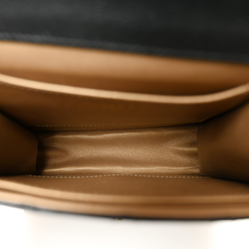 Goatskin Quilted Chic Pearls Flap Black