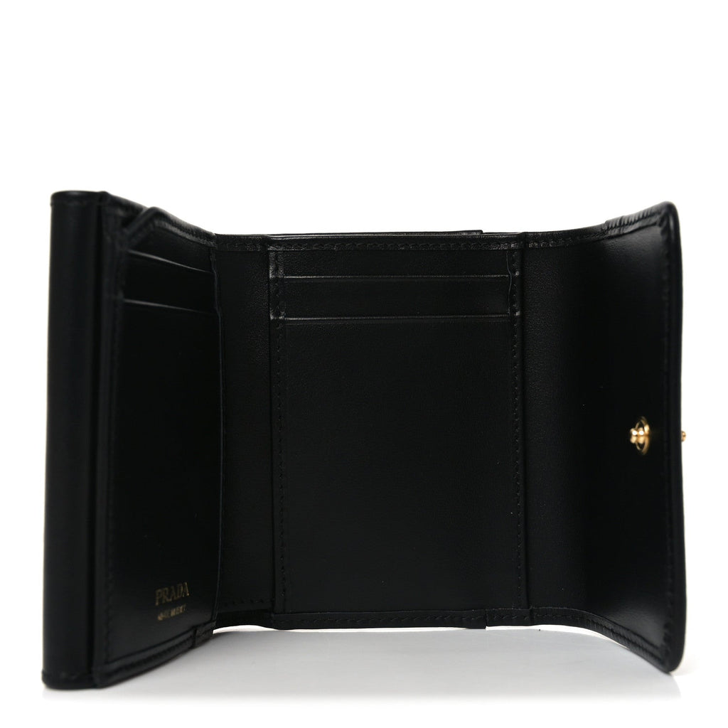 Metal Tri-Fold Compact Wallet Black