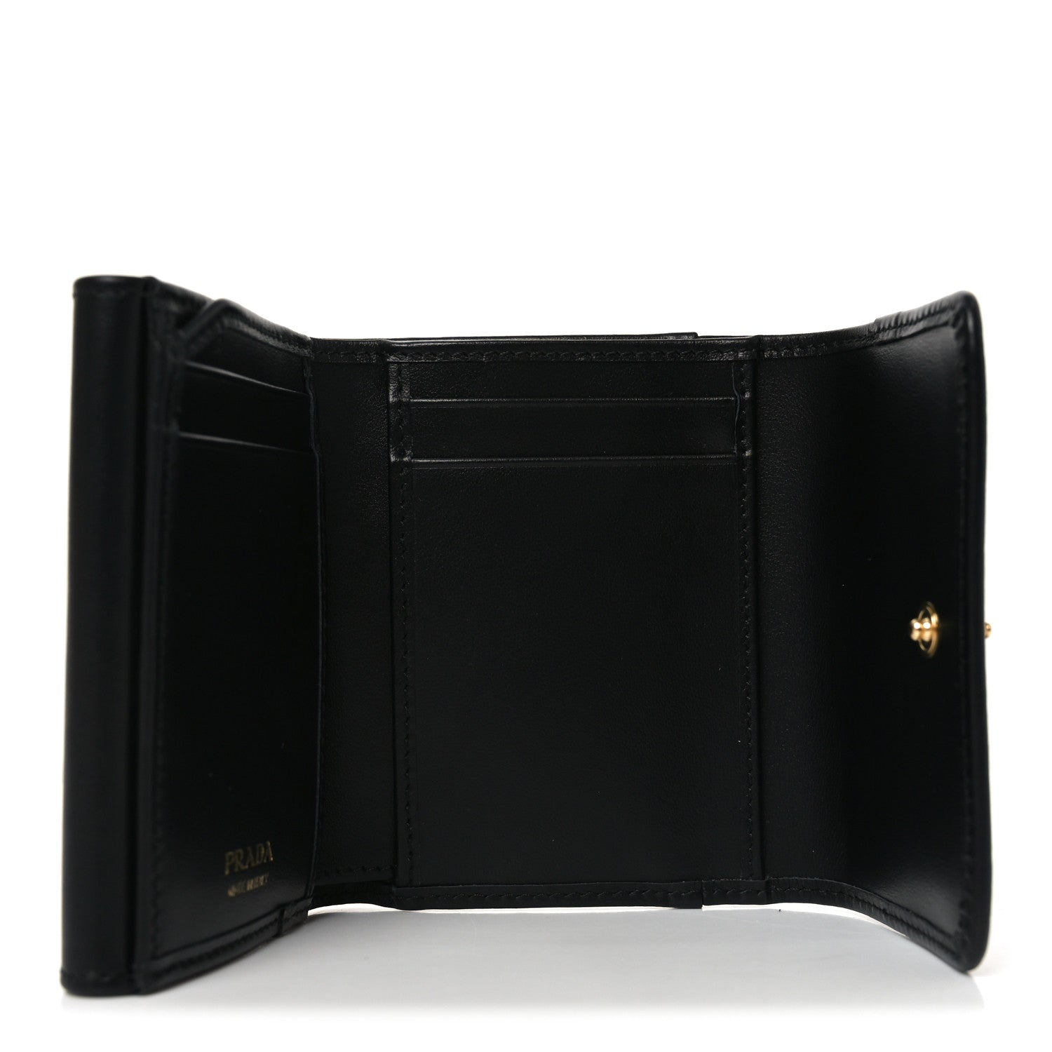 Metal Tri-Fold Compact Wallet Black