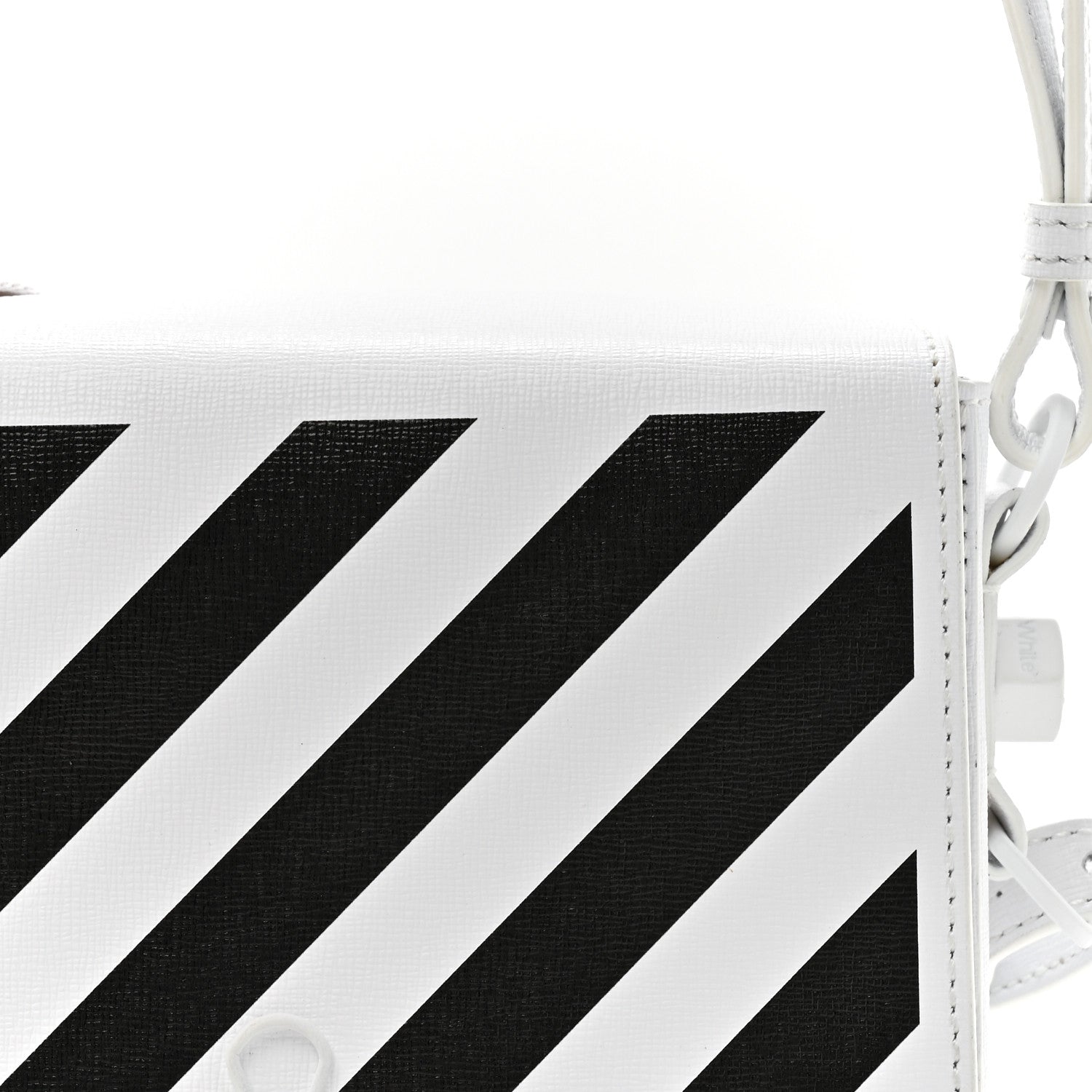 Saffiano Striped Mini Diag Binder Clip Bag White Black