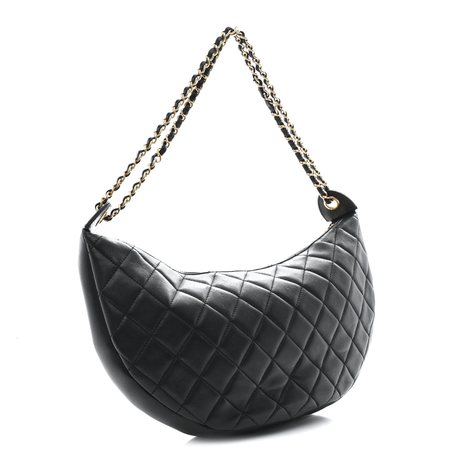 Lambskin Quilted All About Chains Hobo Black