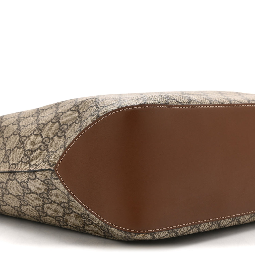GG Supreme Monogram Large Linea A Hobo Light Brown
