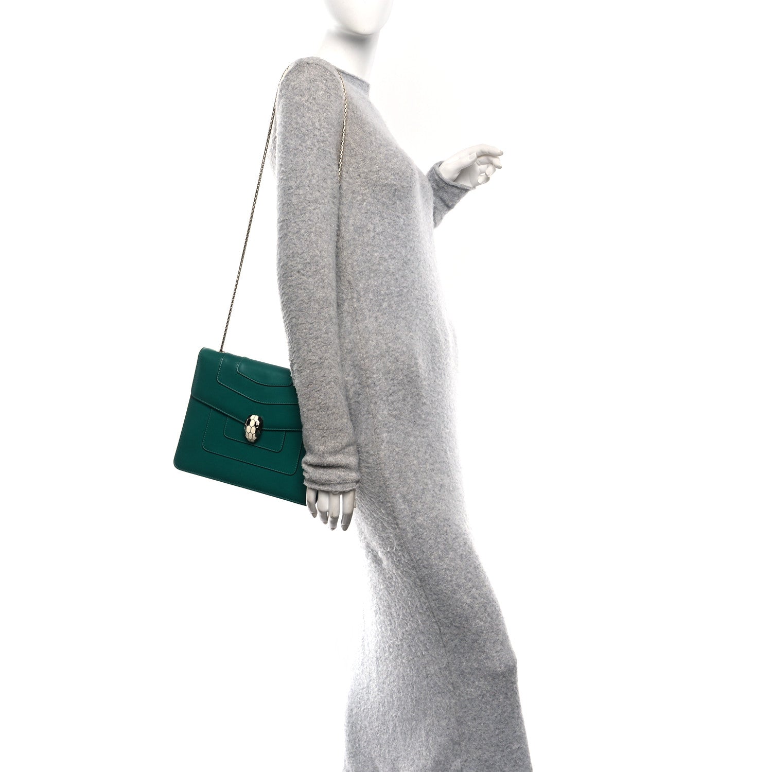 Calfskin Serpenti Forever Snake Strap Crossbody Bag Emerald Green