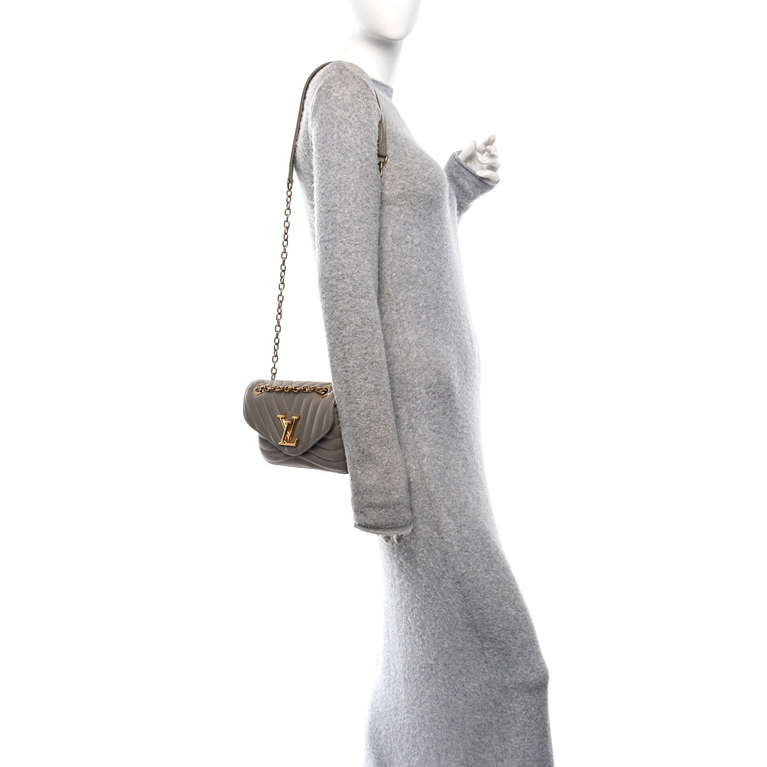 Calfskin LV New Wave Chain Bag Taupe