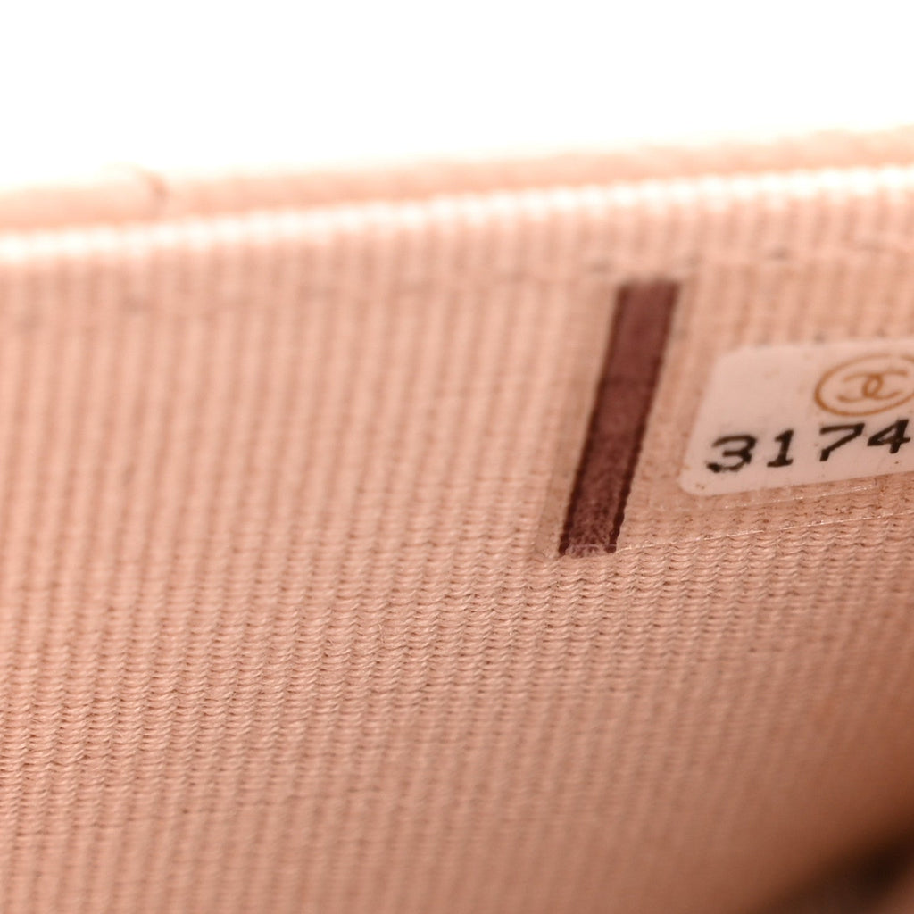 Caviar Quilted Flap  Holder Wallet Light Beige