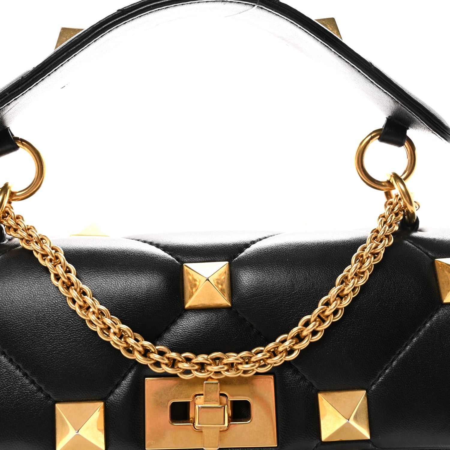 Nappa Large Roman Stud Shoulder Bag Black