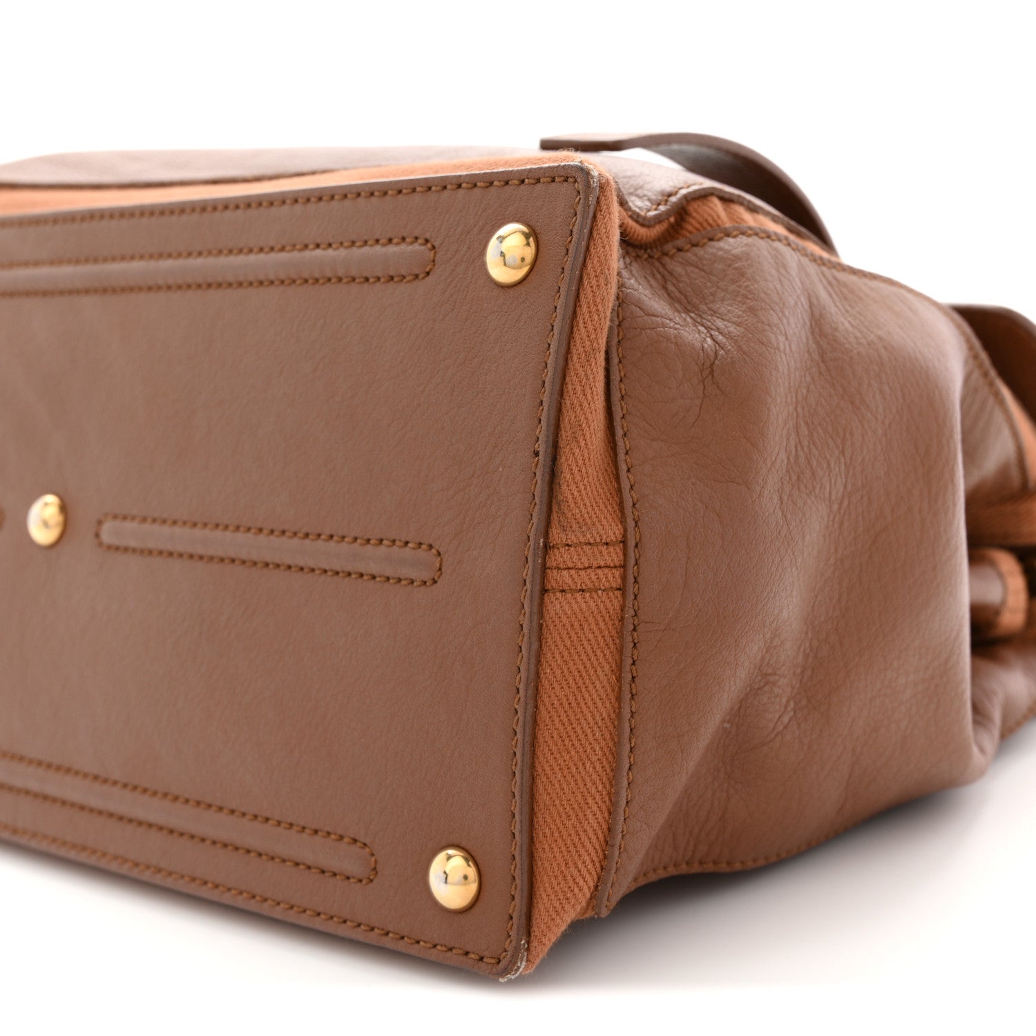 Calfskin Canvas Medium Muse Two Brown
