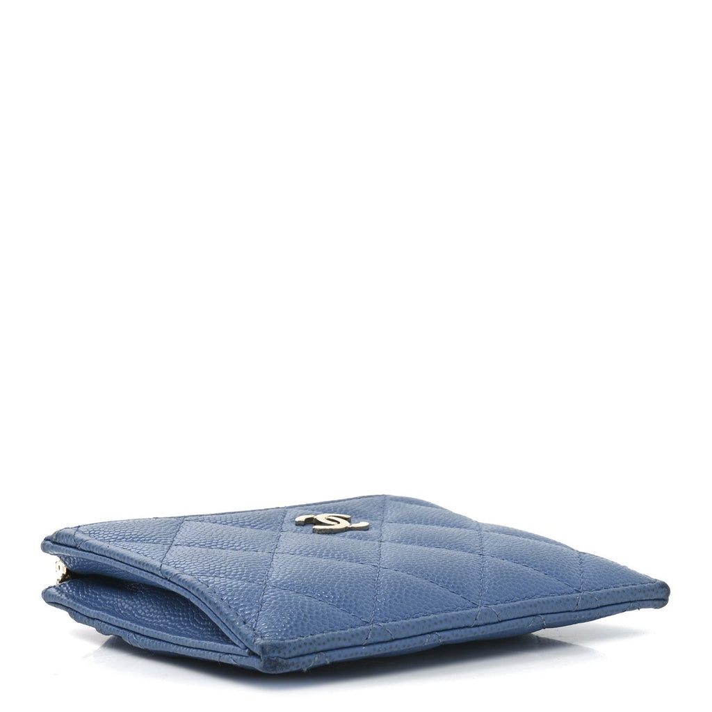 Caviar Quilted CC Zip  Holder Blue