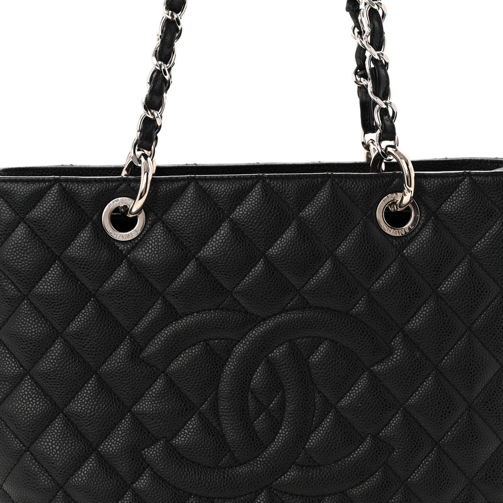 Caviar Quilted Grand Shopping Tote GST Black