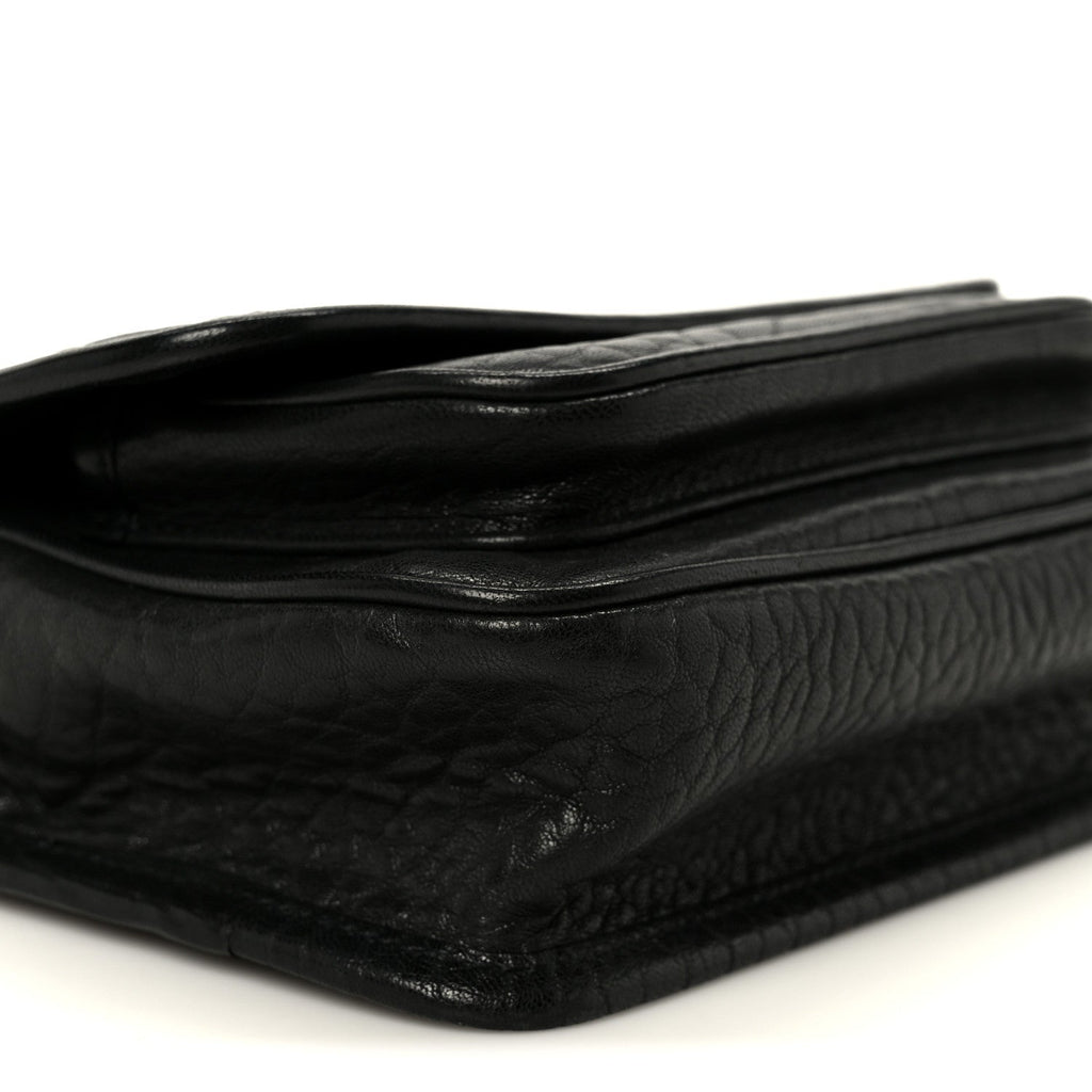 Grained Lambskin Monogram Mini Niki Chain Satchel Black