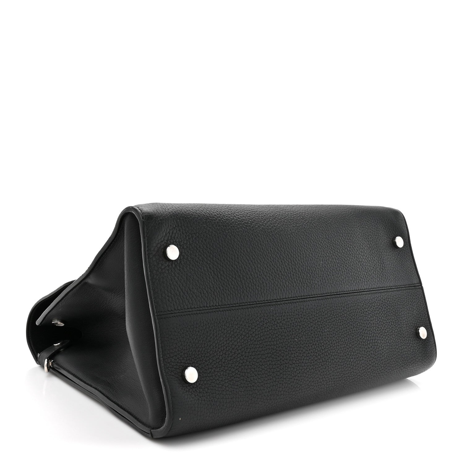 Grained Calfskin Large Diorever Flap Black