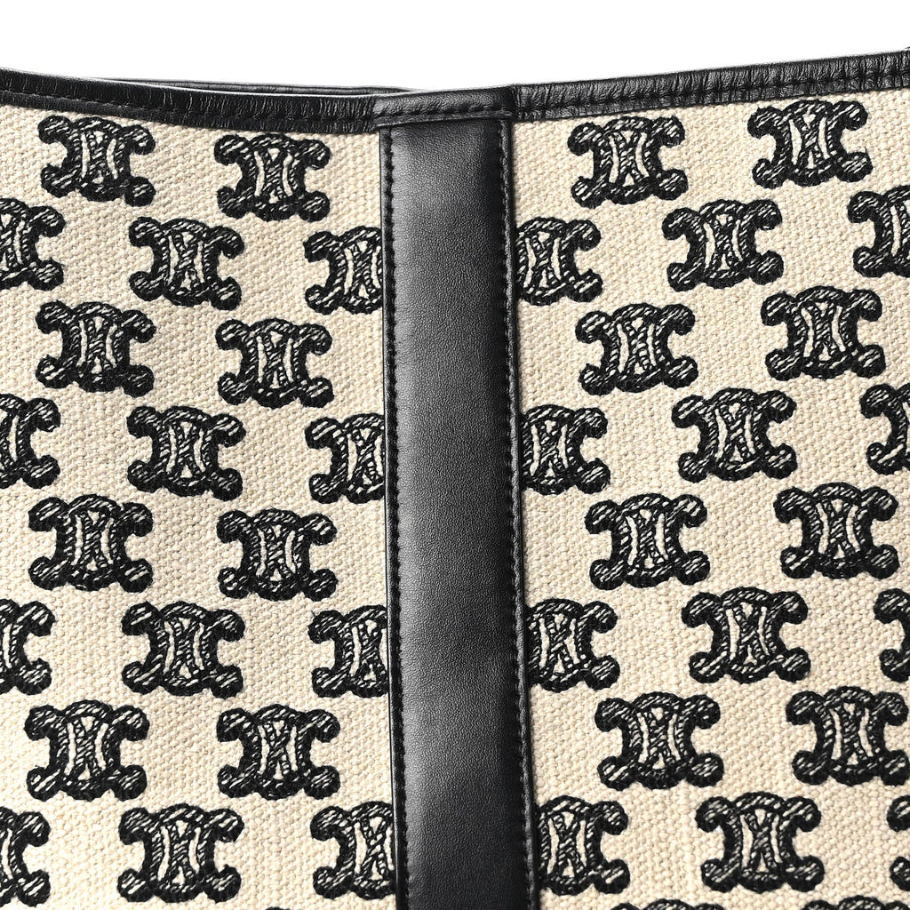 Canvas Calfskin Triomphe Embroidered Small Bucket Bag