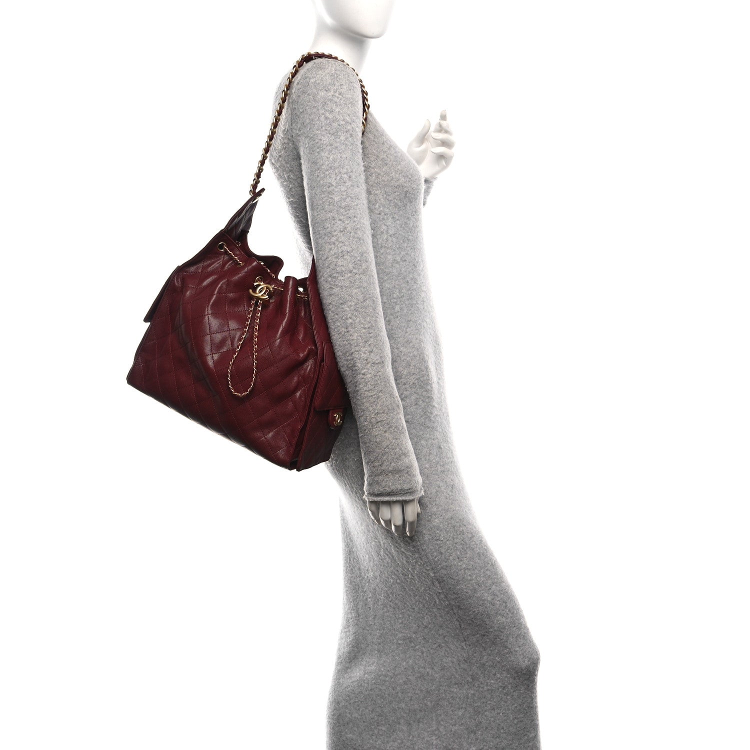 Caviar Quilted Medium Chanel 25 Handbag Burgundy