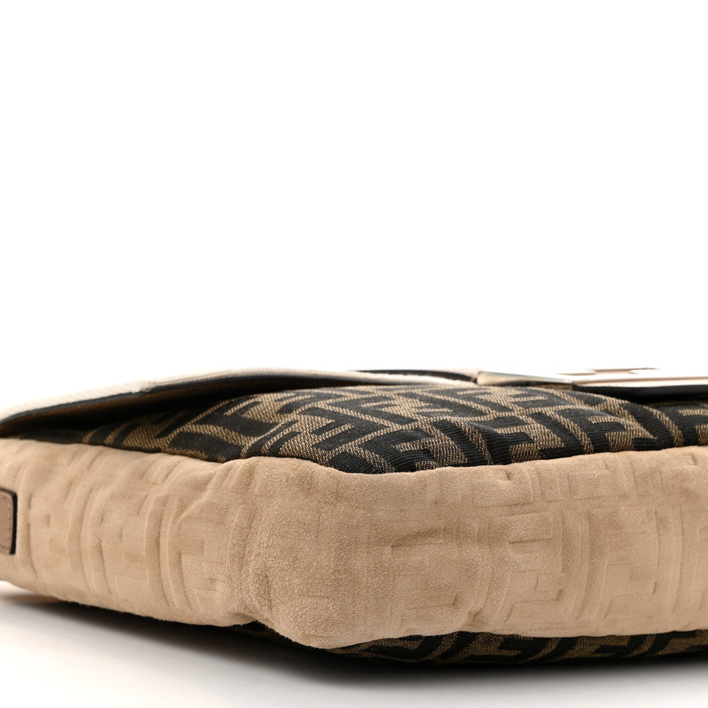 Fabric Jacquard Canvas Vitello Grace Pequin FF 1974 Large Convertible Baguette Tobacco Moro Grezzo Sand