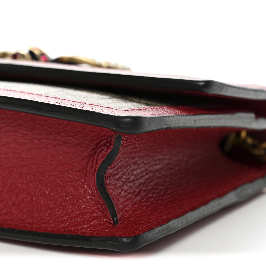 GG Supreme Monogram Web Queen Margaret Chain Wallet Red