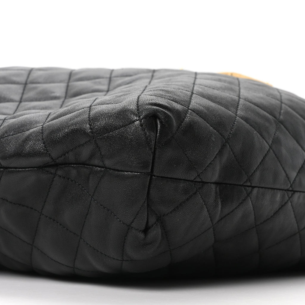 Lambskin Quilted Maxi Icare Shopping Tote Black