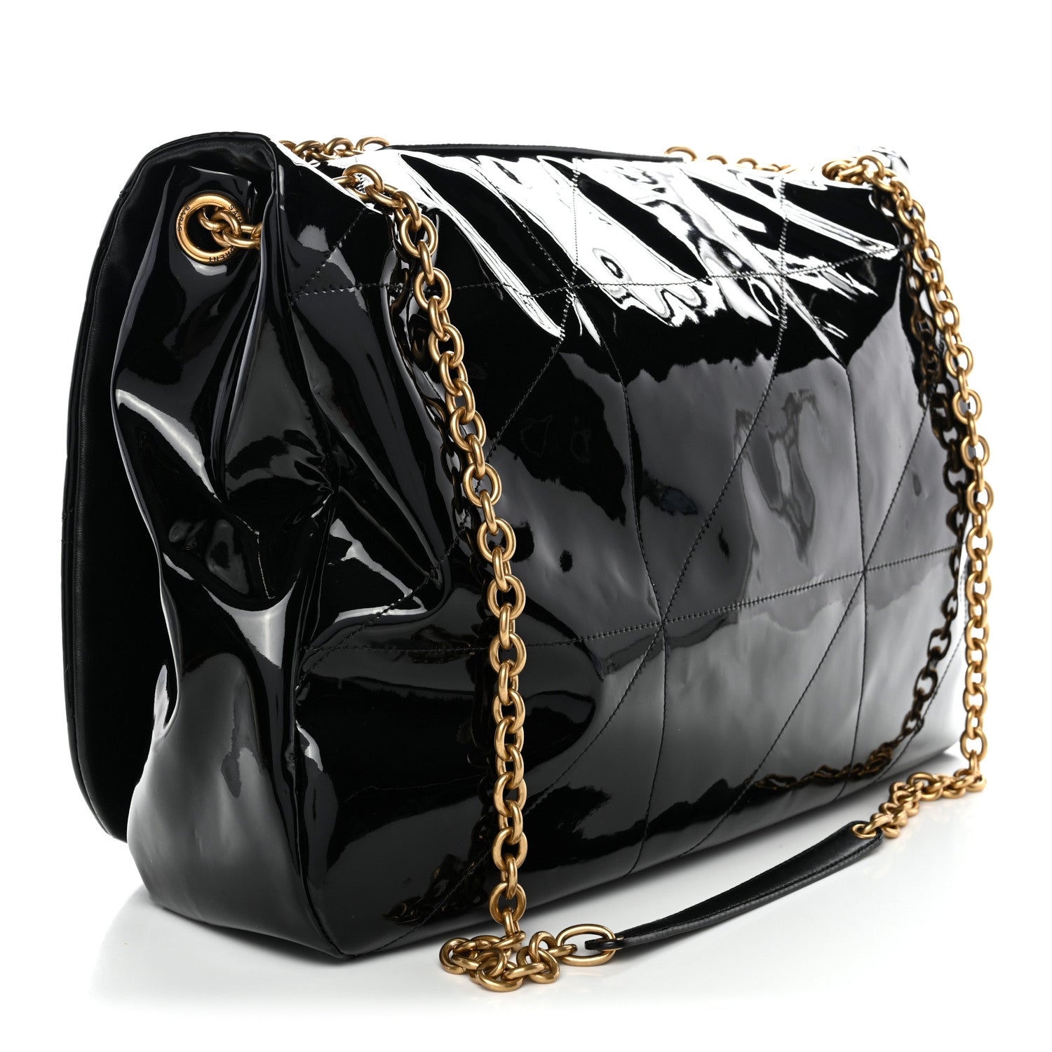 Patent Matelasse Monogram Large Jamie 4.3 Black