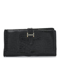 Shiny Alligator Bearn Gusset Wallet Black