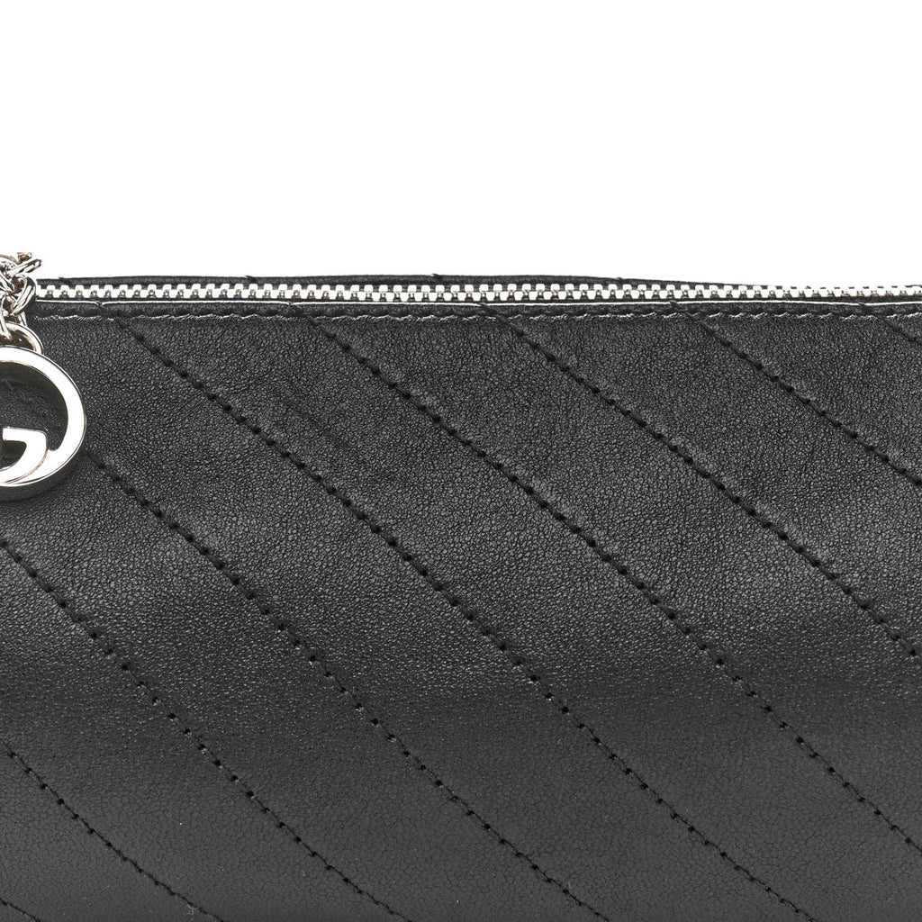 Sakai Be Green Calfskin Diagonal Stitched Mini Blondie Barrel Shoulder Bag Black