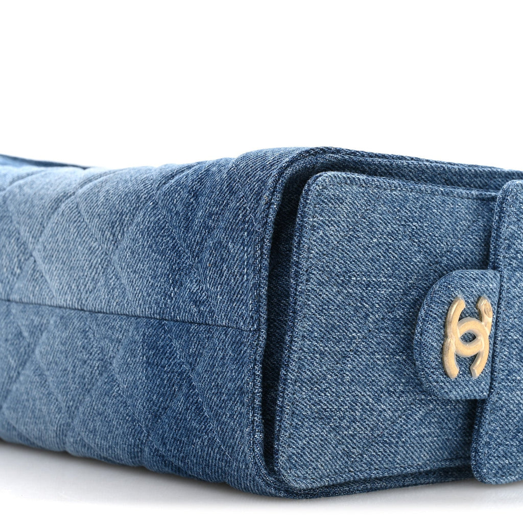 Washed Denim Quilted Mini Chanel 25 Handbag Blue