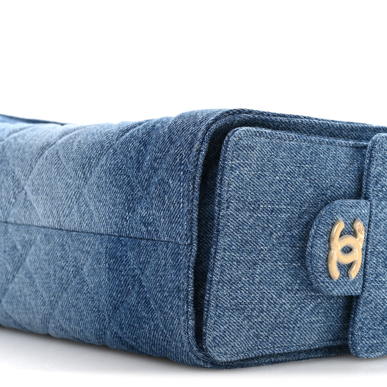 Washed Denim Quilted Mini Chanel 25 Handbag Blue