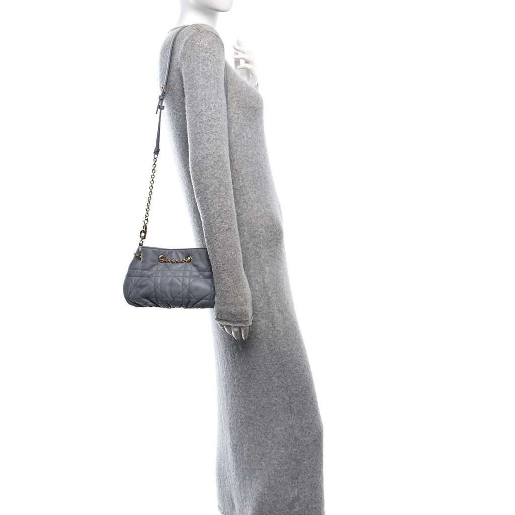 Lambskin Supple Macrocannage Small Ammi Bag Grey