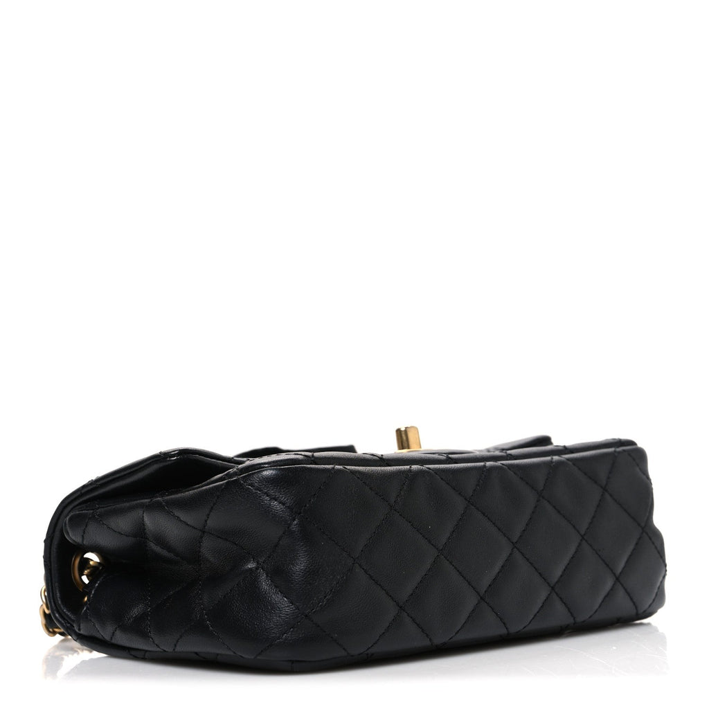 Lambskin Quilted Mini Romance Rectangular Flap Black