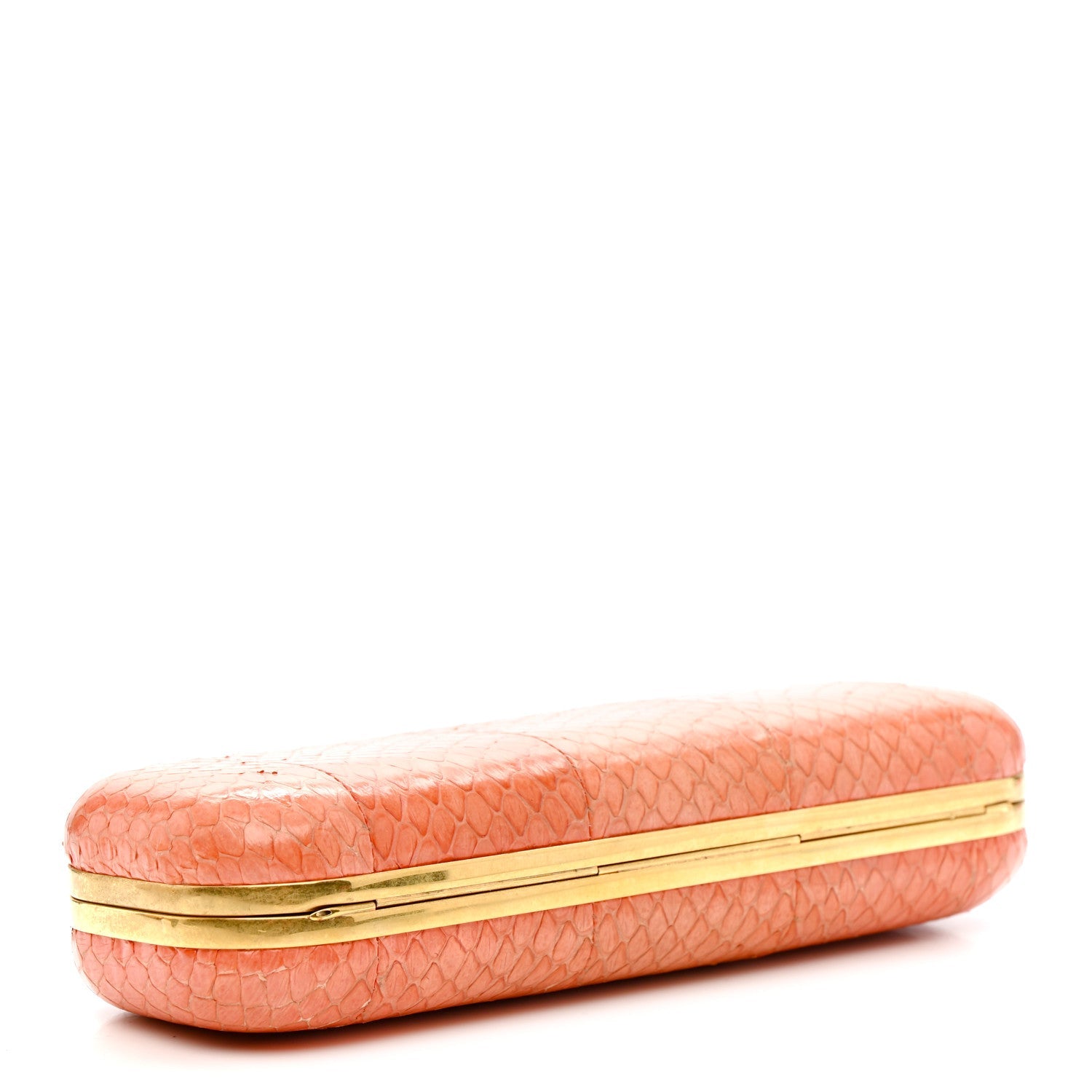 Snakeskin Knuckle Box Clutch Orange