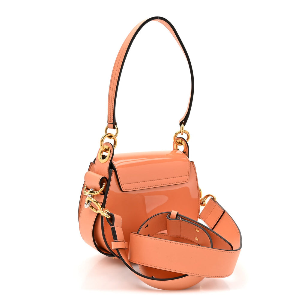 Patent Calfskin Small Tess Bag Canyon Sunset