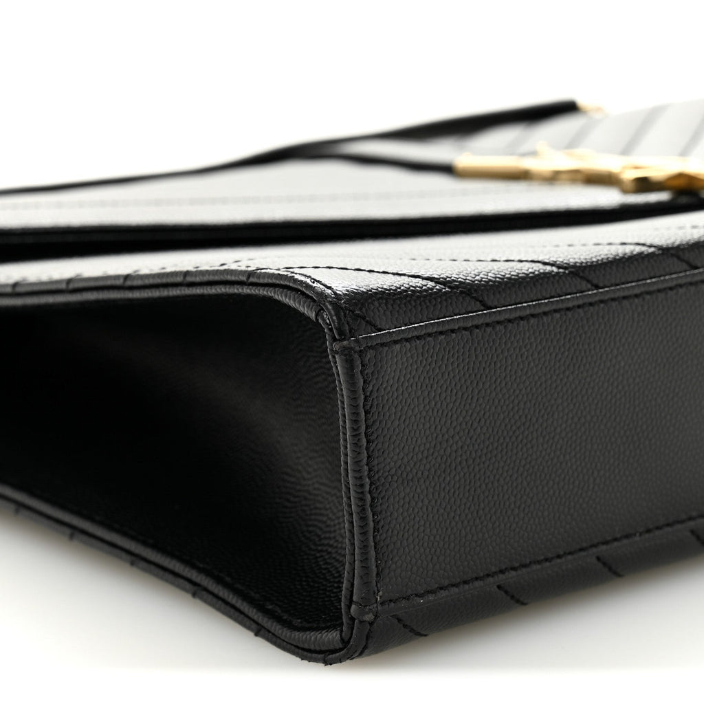 Grain De Poudre Matelasse Chevron Large Monogram Satchel Black