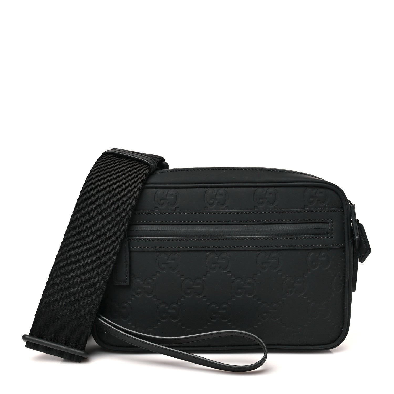Rubber Effect Monogram GG Crossbody Bag Black