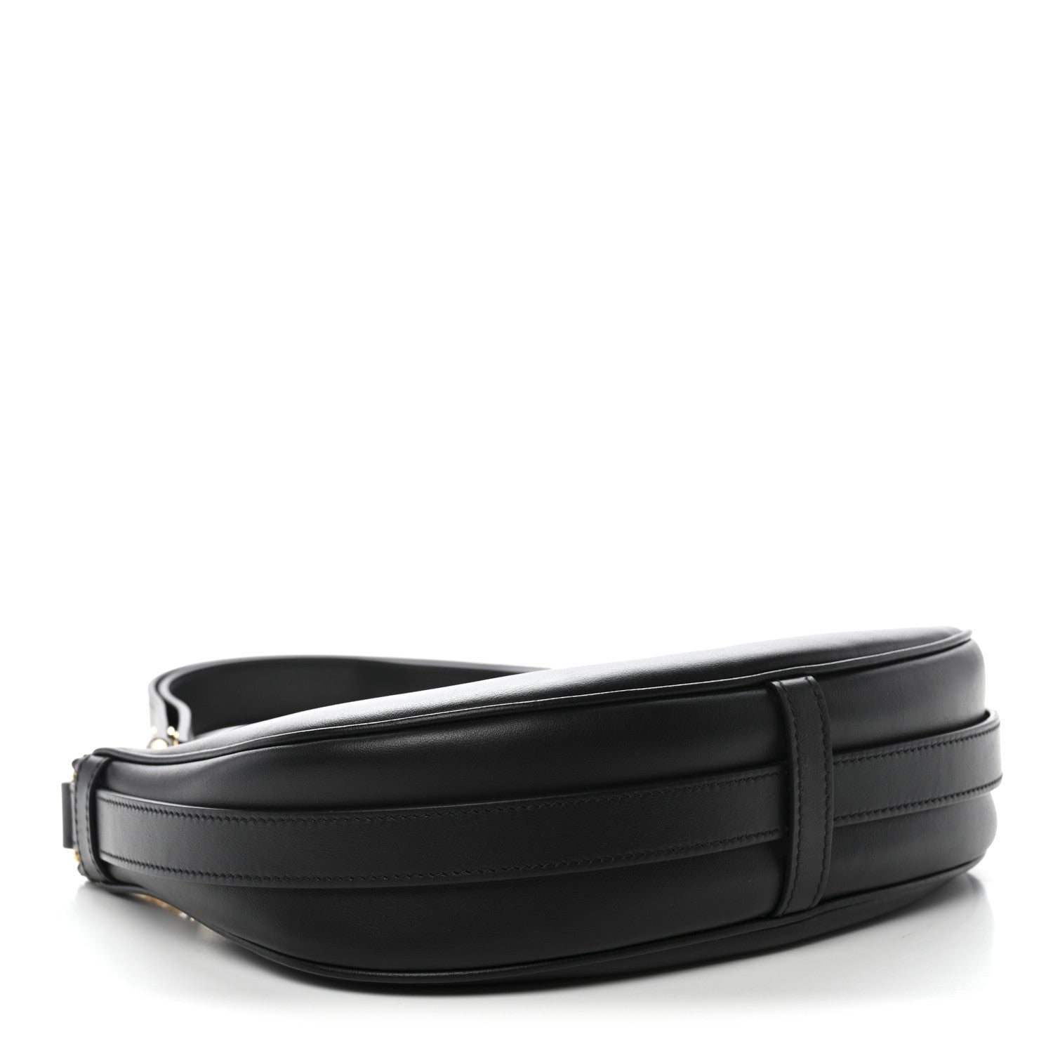 Smooth Calfskin Medium Strap Ava Shoulder Bag Black