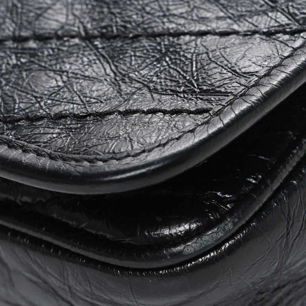 Crinkled Calfskin Matelasse Monogram Niki Chain Wallet Black