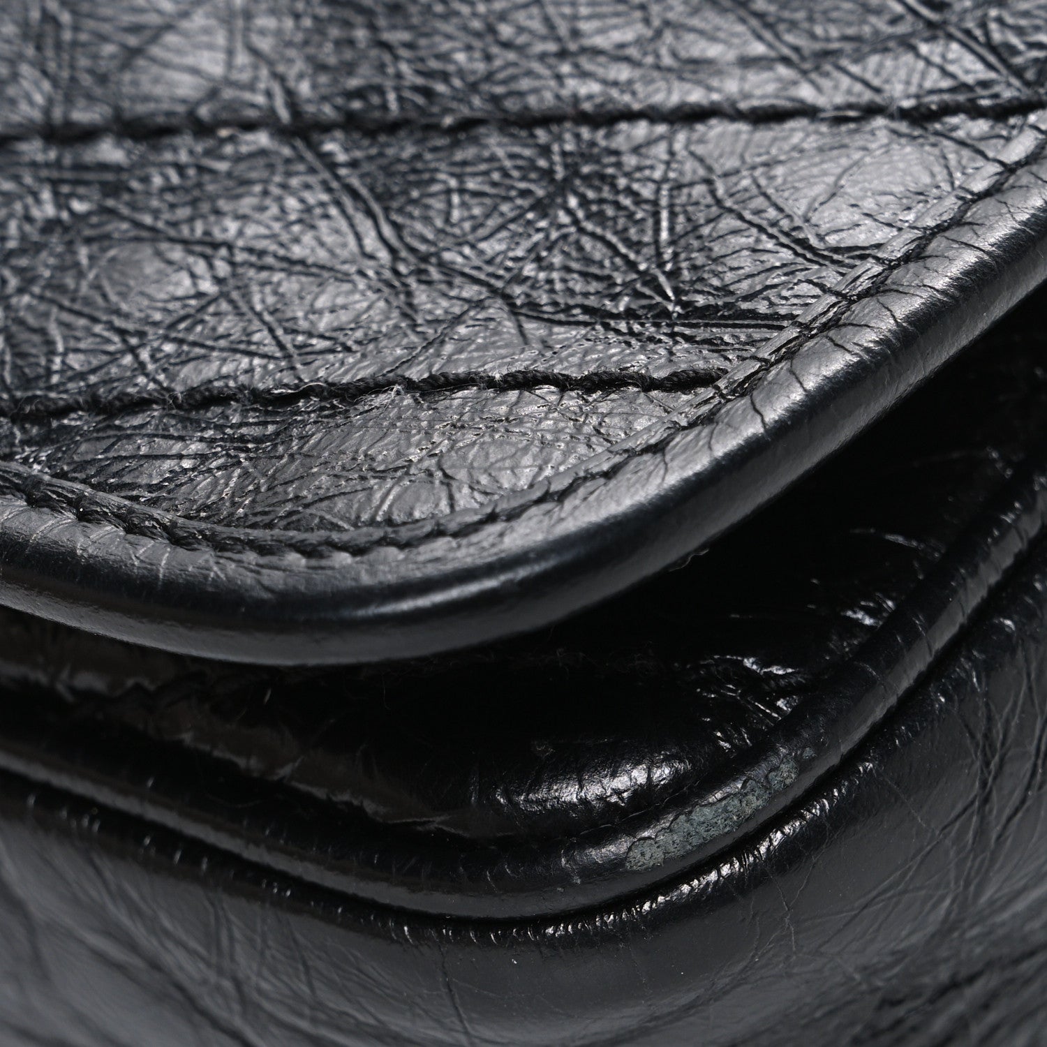 Crinkled Calfskin Matelasse Monogram Niki Chain Wallet Black