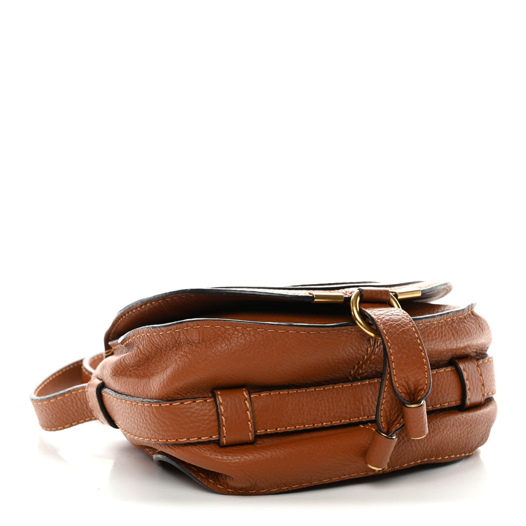 Grained Calfskin Small Marcie Saddle Bag Tan