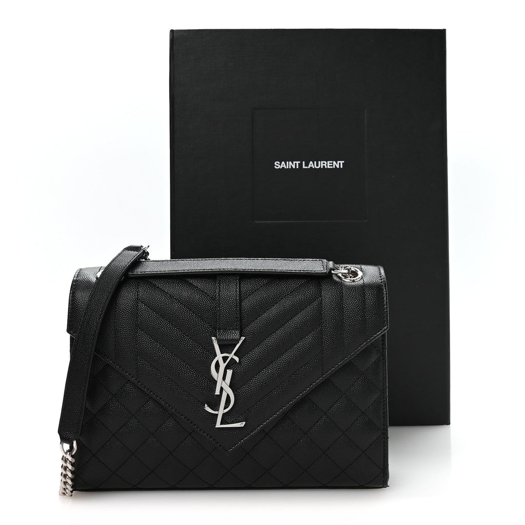 Grain De Poudre Textured Mixed Matelasse Triquilt Medium Monogram Satchel Black