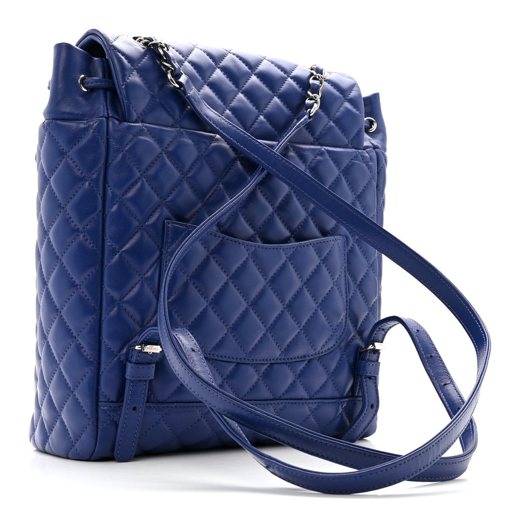 Lambskin Quilted Large Urban Spirit Backpack Blue