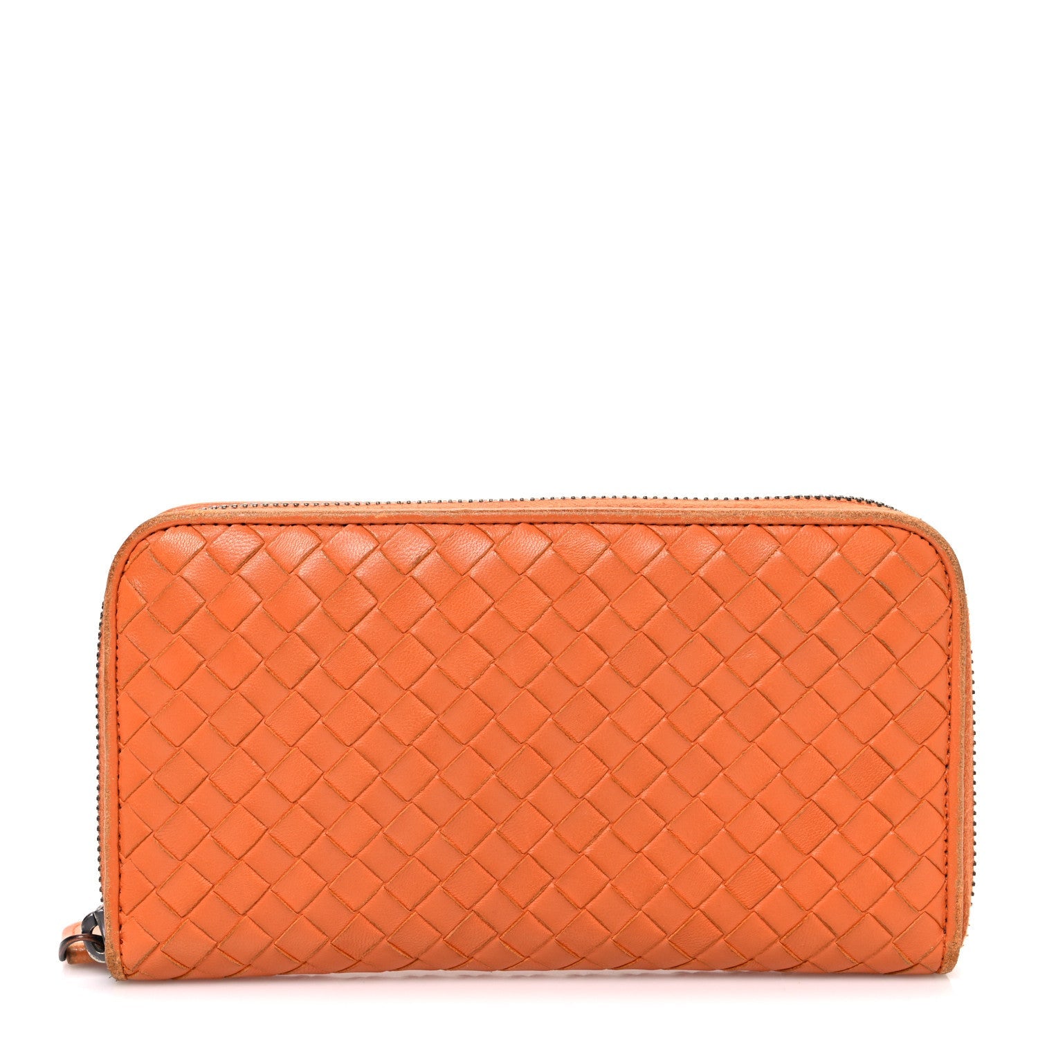 Nappa Intrecciato Zip Around Wallet Orange
