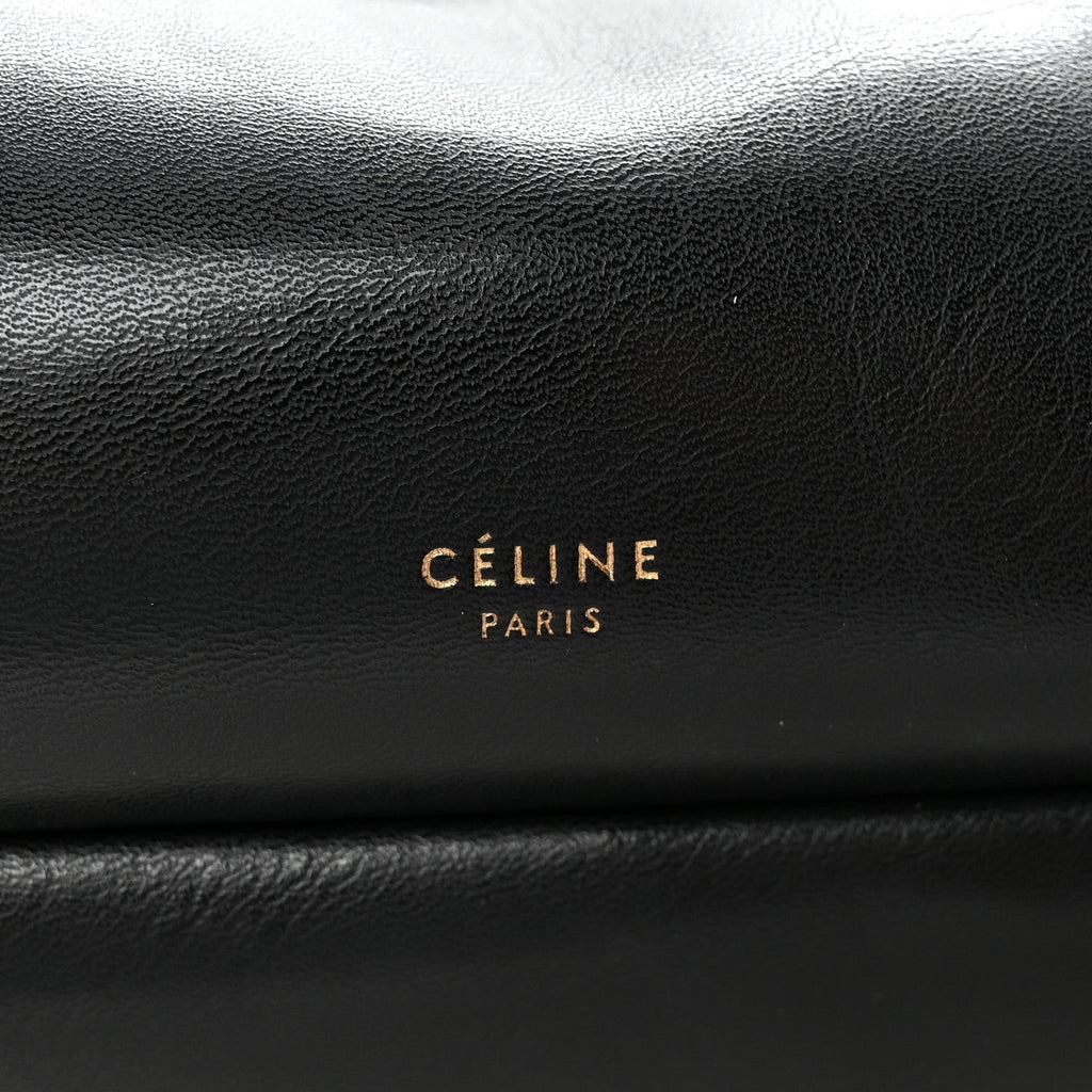 Smooth Calfskin Eyelet Small Top Handle Bag Black