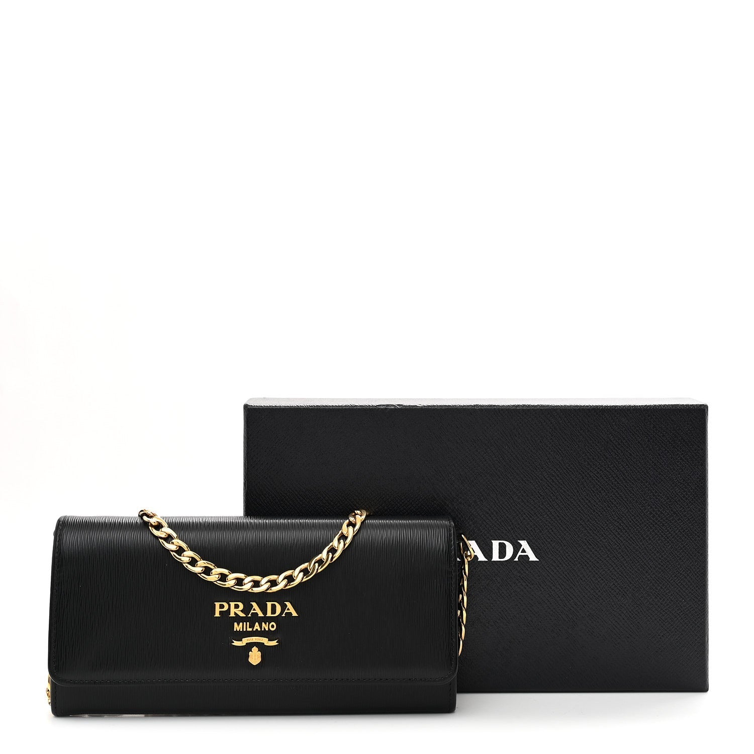 Vitello Move Metal Oro Chain Wallet Black
