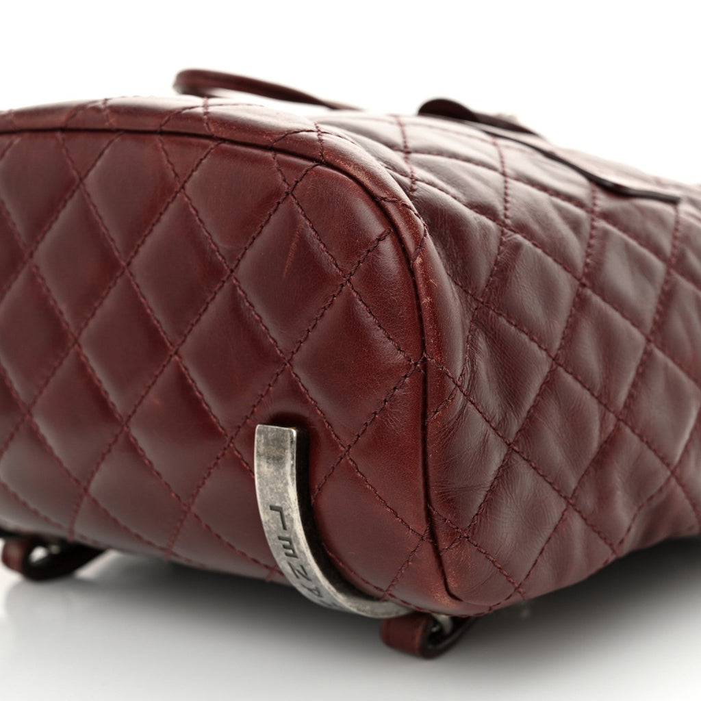 Glazed Calfskin Quilted Small Salzburg Backpack Burgundy