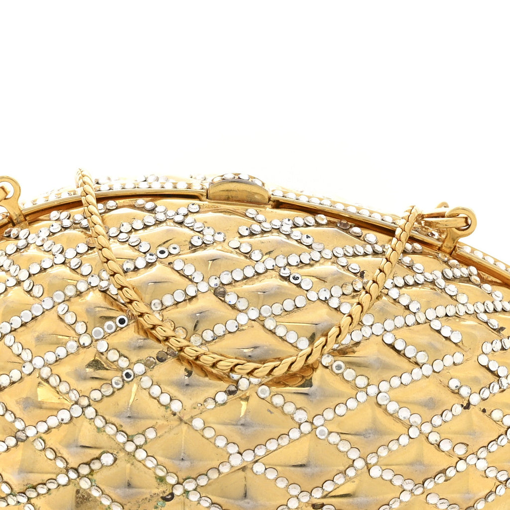 Crystal Egg Minaudiere Clutch Gold