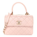 Lambskin Quilted Small Trendy CC Flap Dual Handle Bag Light Pink