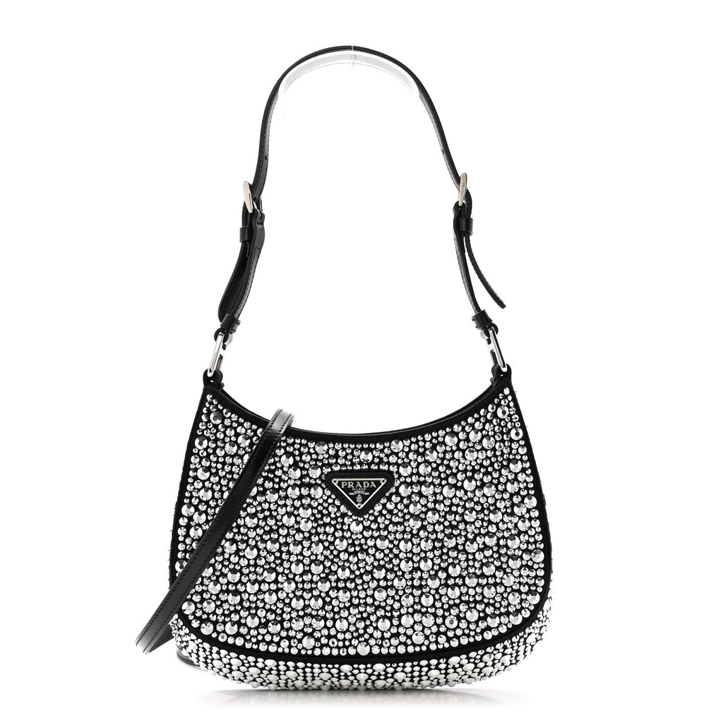 Satin Crystal Cleo Adjustable Strap Shoulder Bag Metal