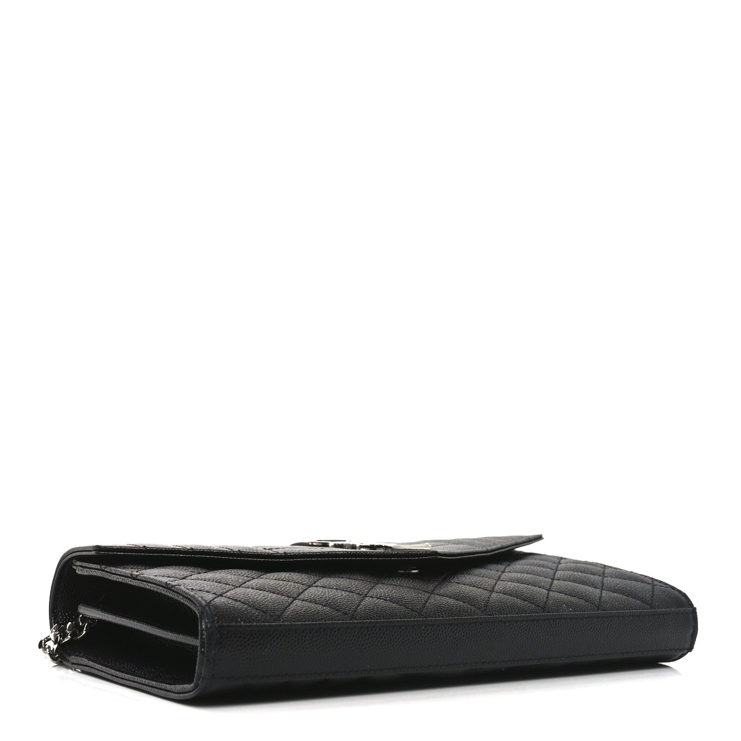 Grain De Poudre Mixed Matelasse Triquilt Monogram Chain Wallet Black
