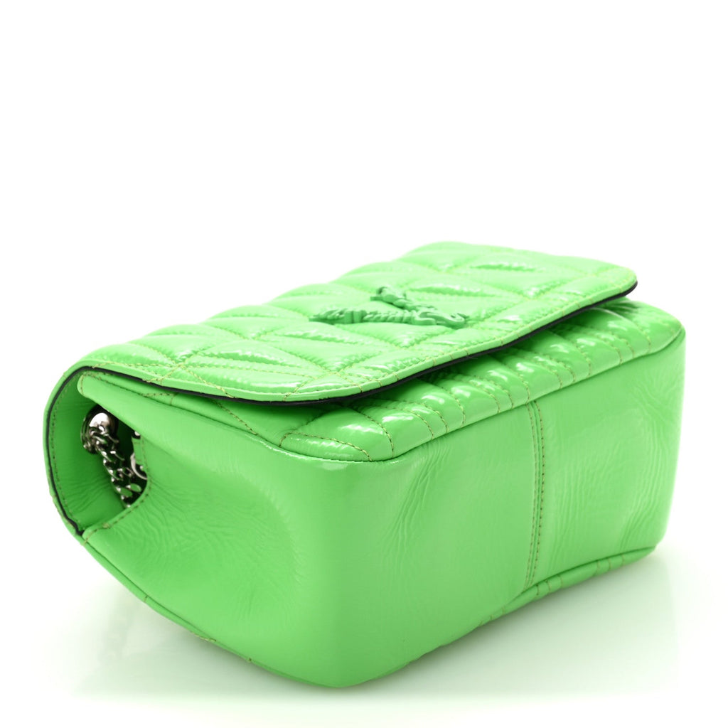 Patent Quilted Virtus Shoulder Bag Mint