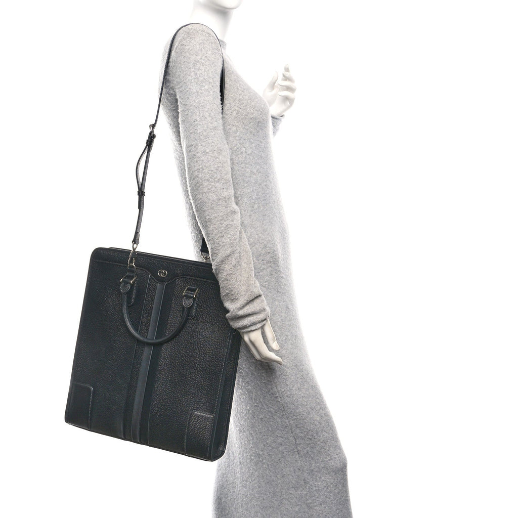 Dollar Pigprint Koi Calfskin Interlocking G Tote Bag Black